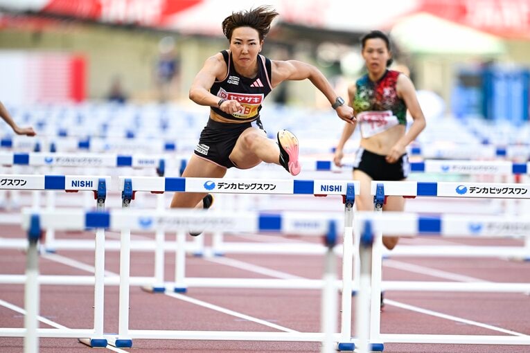 6月に行われた日本選手権のレースでの寺田選手。34歳ながら3位に食い込んだ　©Asami Enomoto
