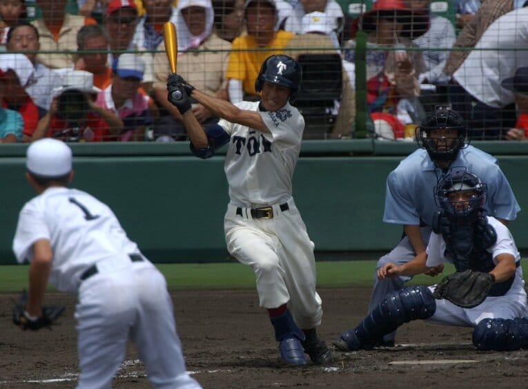 大阪桐蔭高校時代の西岡剛（2002年8月）©︎JIJI PRESS