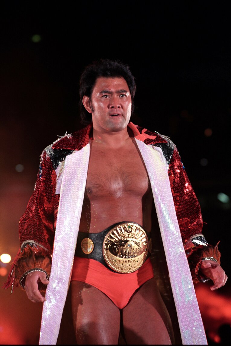 IWGPのベルトを巻く武藤。1996年1月4日、東京ドーム