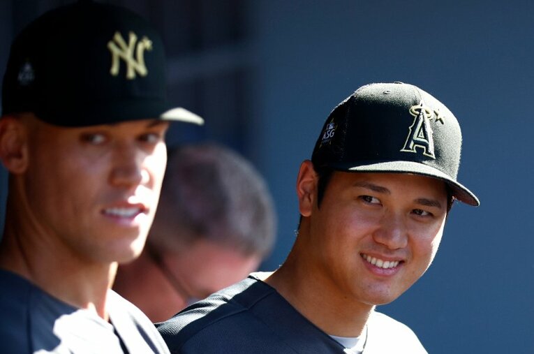 オールスターで共演したジャッジ（左）と大谷。ハイレベルなMVP競争の決め手になったのは… ／ photograph by Getty Images