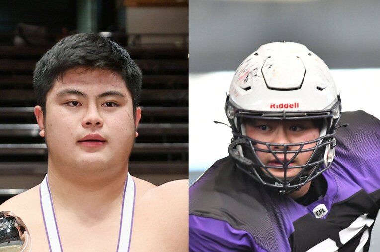 体一貫の大相撲から防具をつけたアメフトの世界へ。アメリカＮCAA1部の大学への編入を決めたアマチュア横綱の花田秀虎 ／ photograph by JIJI PRESS／Xリーグ