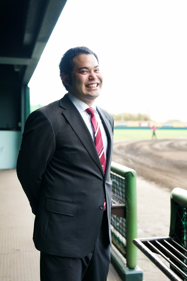 現在の岩見さん。今年から楽天スカウトに（2023年撮影）　©Rakuten Eagles