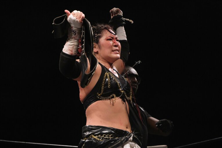 山下はGCW王座を1年以上にわたり保持している（写真をクリックすると「この記事の写真」に飛びます。流血等の写真を含みますので、ご注意ください）　©Norihiro Hashimoto