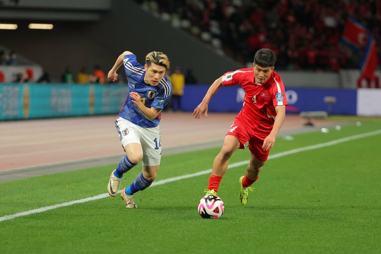 北朝鮮で途中出場を果たした橋岡大樹　©︎JMPA