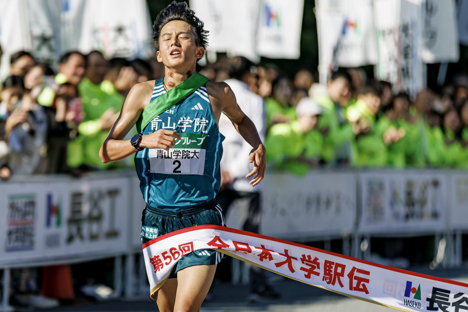 青学大は最終8区で國學院大、駒大に逆転を許し3位におわった ©Kiichi Matsumoto