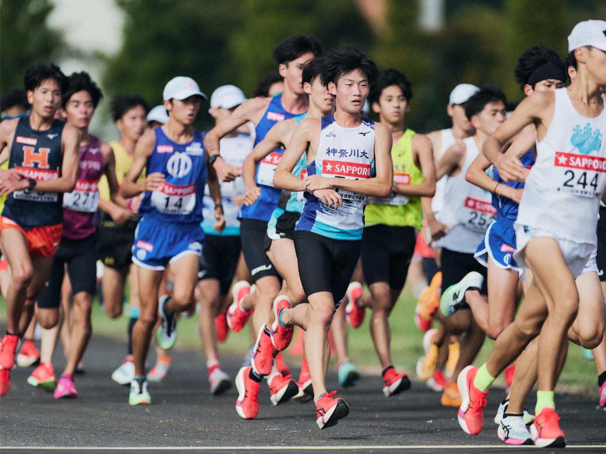 自身4回目の箱根駅伝予選会で、宮本陽叶(中央)は総合34位と本大会出場に貢献した ©Yuki Suenaga