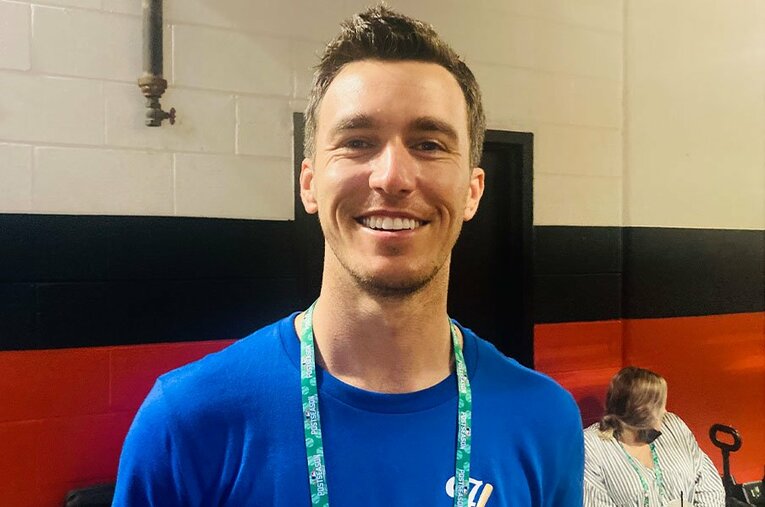 熱狂的な大谷ファンとして有名になった「FOXスポーツ」のアナリスト・ベン・バーランダー氏 ／ photograph by Daisuke Sugiura