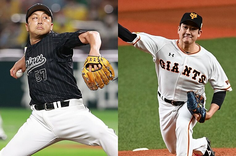 菅野智之（右）が巨人残留を決めた一方で、澤村拓一は2月に入ってレッドソックス加入が決定した ／ photograph by Jjji Press/Nanae Suzuki