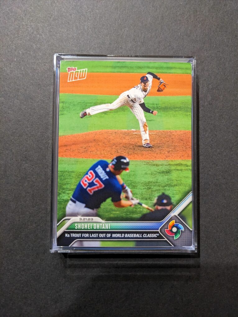 1枚5000円で取引されることになった「2023 WBC Topps now」、筆者もコレクションに　©Aki