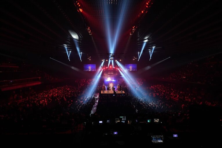 辻陽太とゲイブ・キッドのIWGP GLOBAL王座戦が行われた大阪城ホール　©Essei Hara