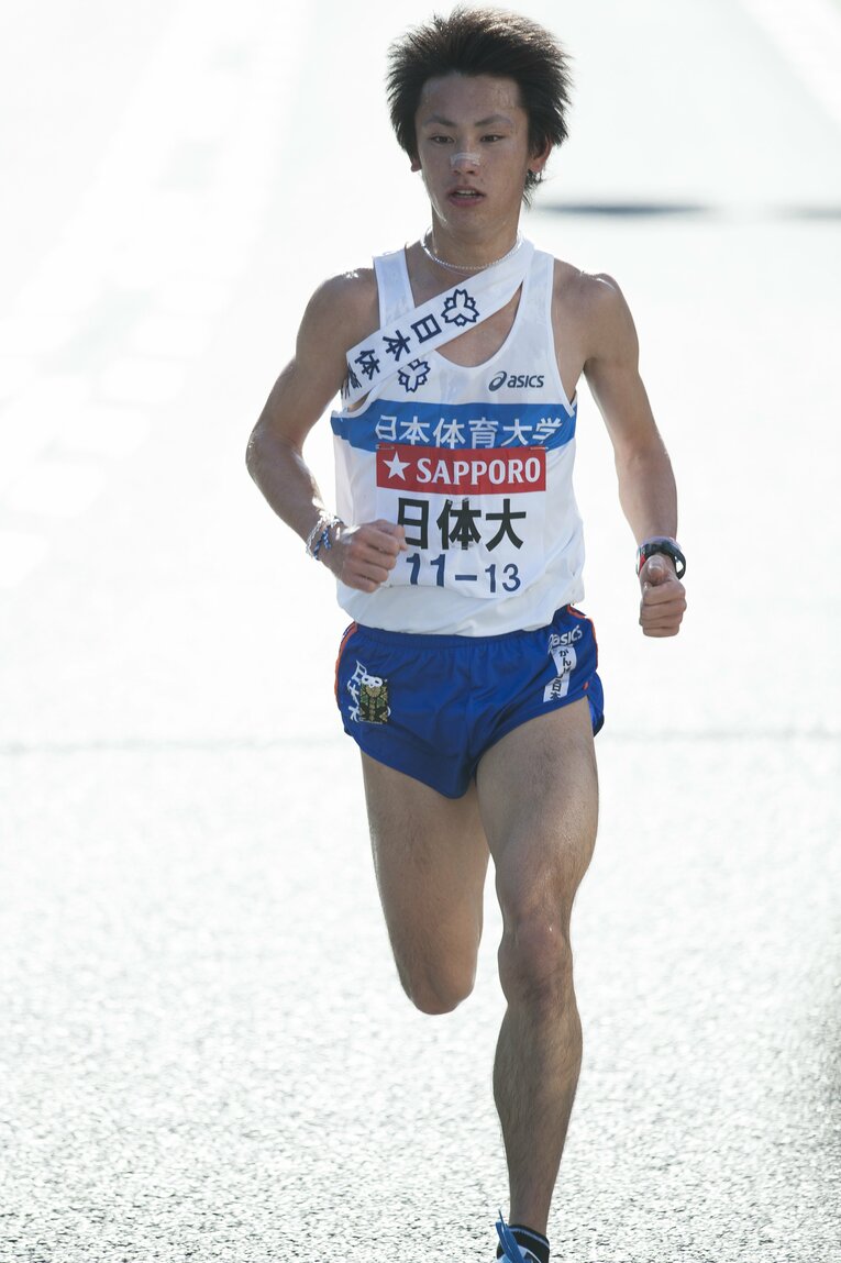 2013年の89回大会、9区に出走した矢野。区間2位の走りで日体大の優勝に貢献した　©Nanae Suzuki