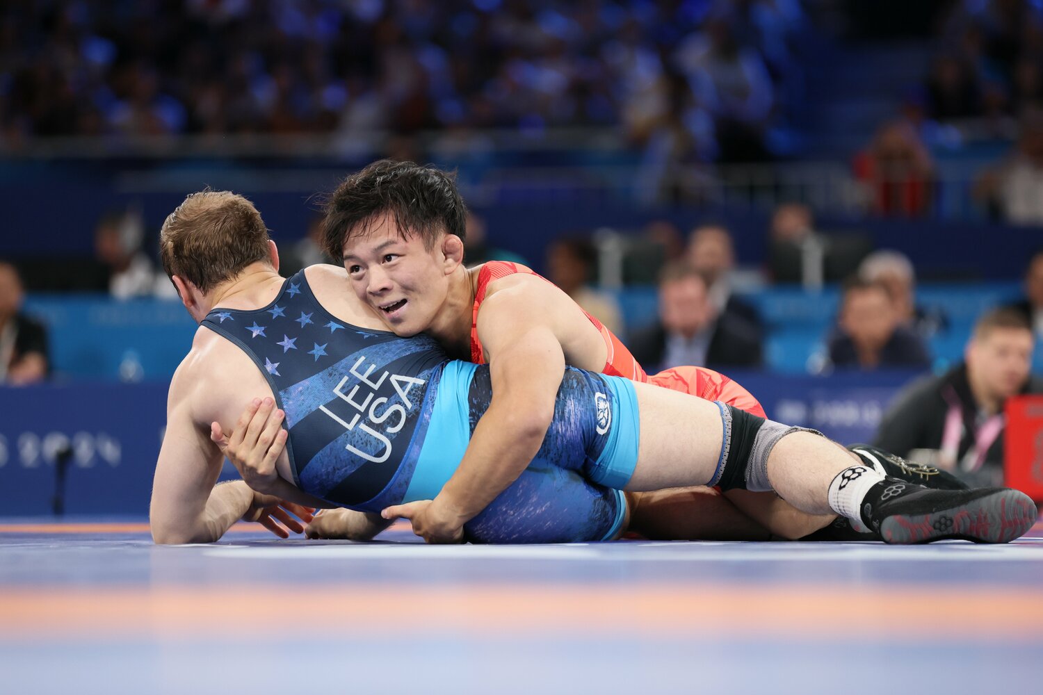 樋口黎は57kg級決勝でアメリカのリーから逆転勝ちを収めた ©JMPA