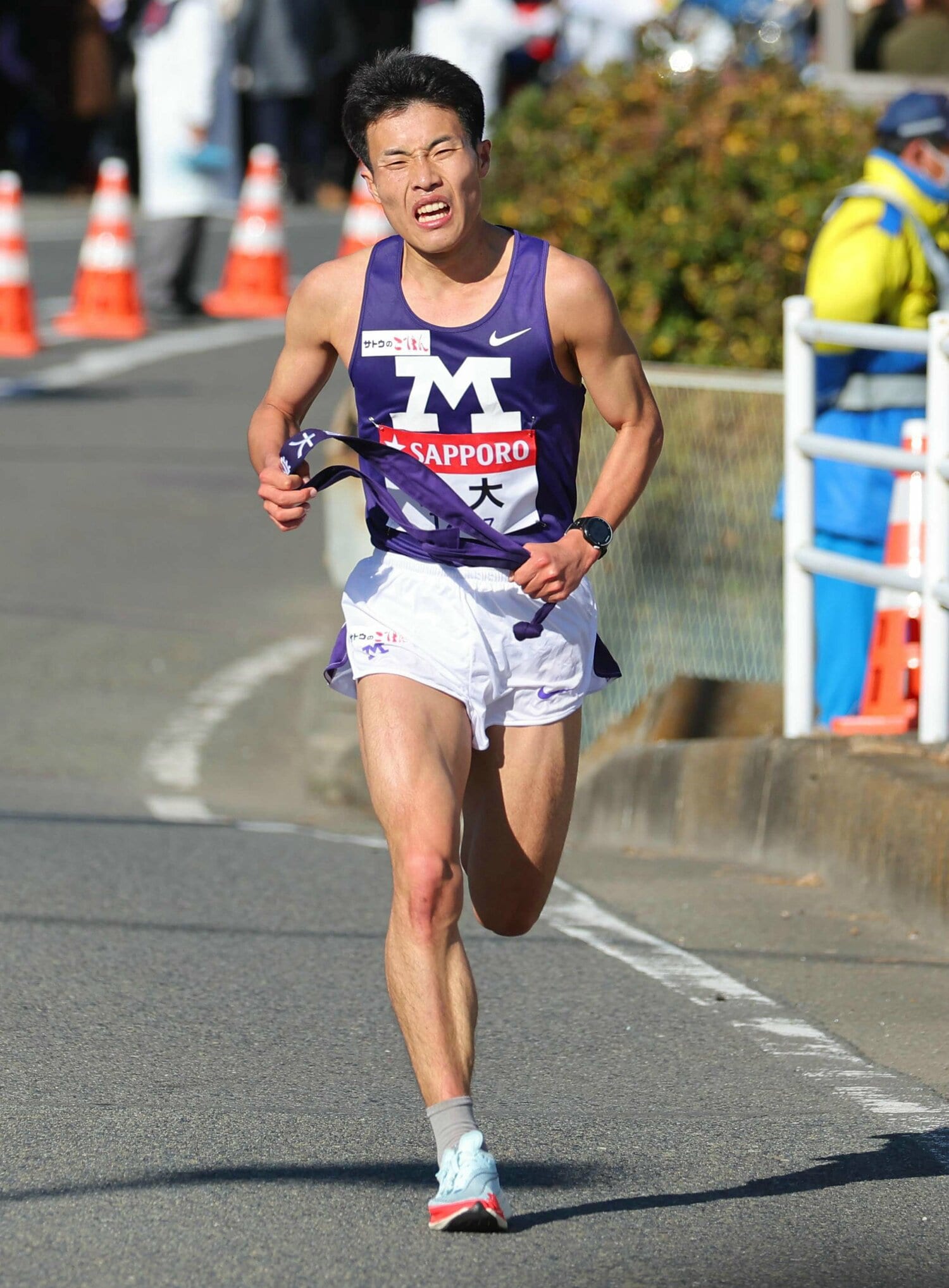 3年生で区間賞を獲得した杉。補欠登録はされたが、予選会に出場せず。教育実習で離脱する期間もあった　©JIJI PRESS