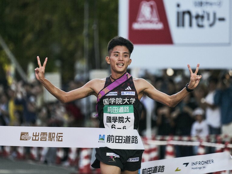 出雲駅伝で優勝した国学院大の主将を務める上原　©Yuki Suenaga