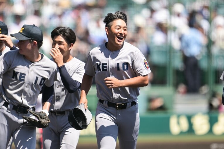 非坊主でめちゃくちゃ強い…慶応の現地カット　©Nanae Suzuki