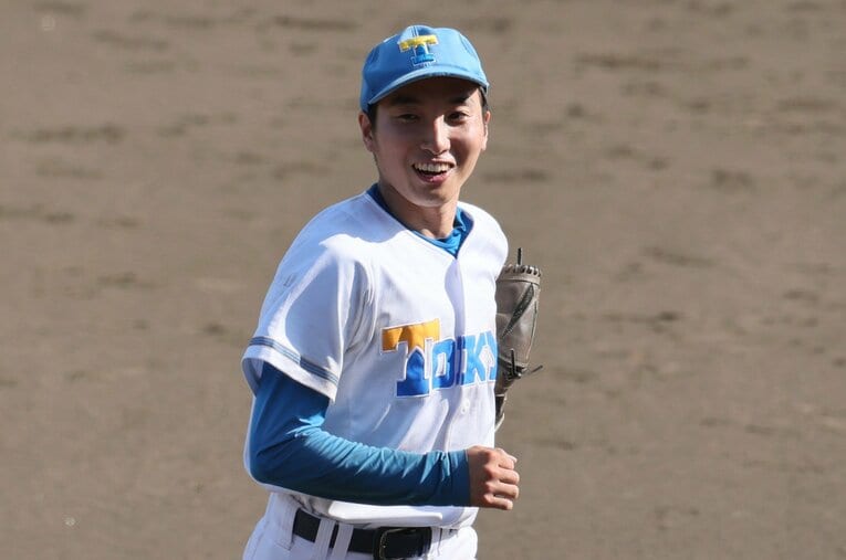 大学ジャパンの選抜合宿にも選ばれた東大4年の渡辺向輝。父は元ロッテや日本代表で活躍した俊介さん　©Shigeki Yamamoto
