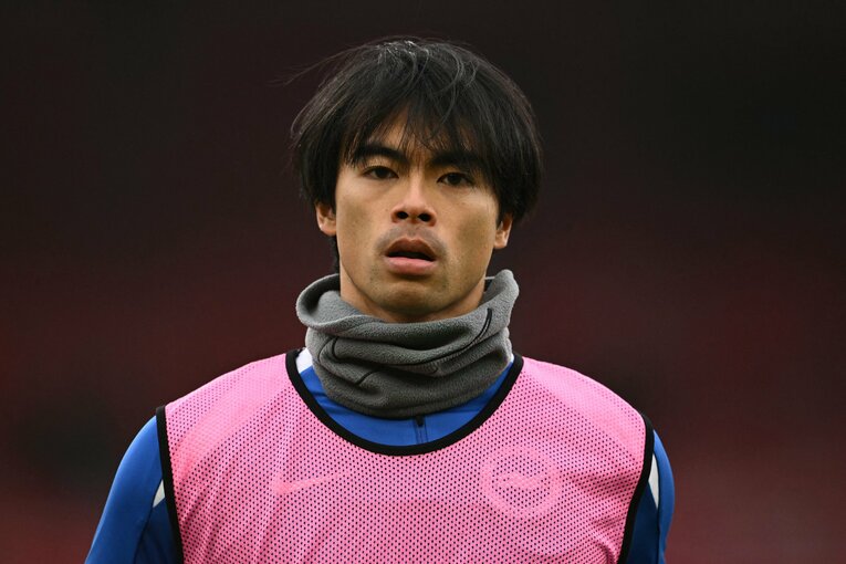 2月1日、敵地でのノッティンガム・フォレスト戦。試合前のウォーミングアップ　©JIJI PRESS