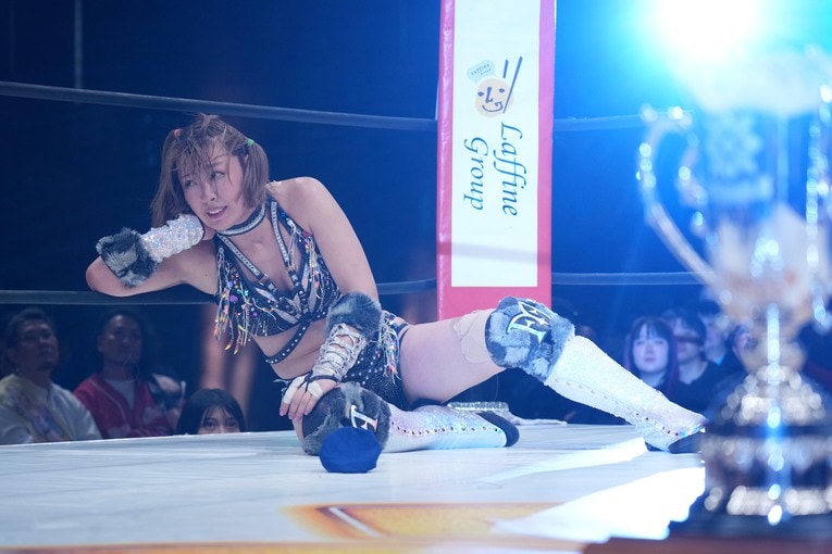 ビクトリア弓月に敗れてUN王座を失った桜井麻衣。10月26日、両国国技館　©Essei Hara