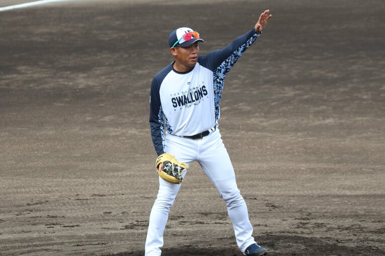 沖縄キャンプでの田口。例年とは違う取り組みを見せていたが、故障で途中離脱となった　©Fumi Sawai