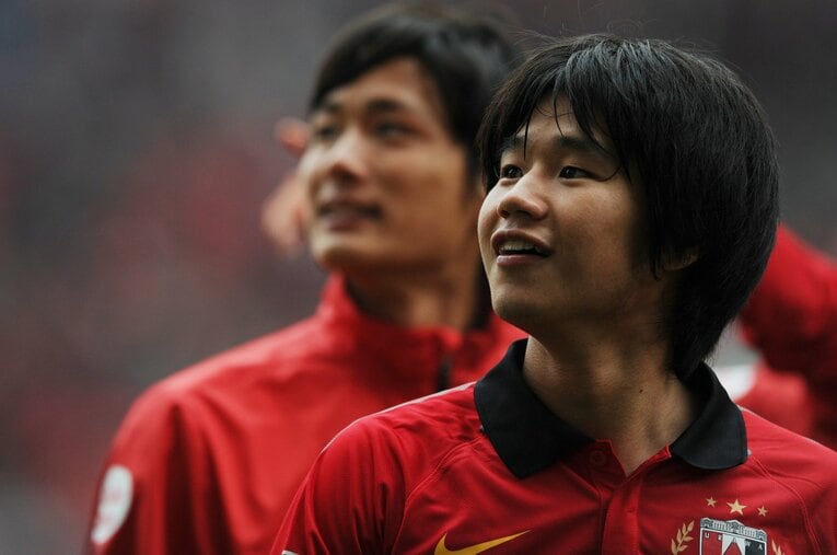 左膝前十字靭帯断裂の大怪我を負う3日前の山田直輝（当時21歳、浦和レッズ）。2012年ロンドン五輪での活躍が期待されていた　©FAR EAST PRESS/AFLO