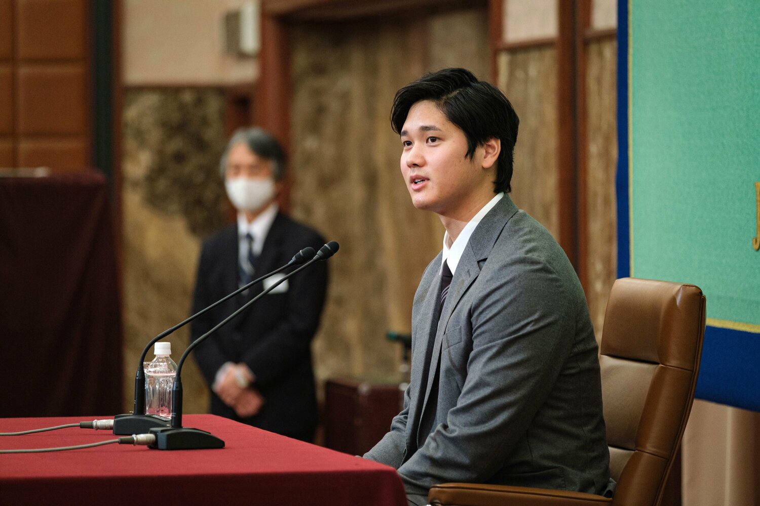 11月15日に日本記者クラブで会見を行った大谷 ©Getty Images