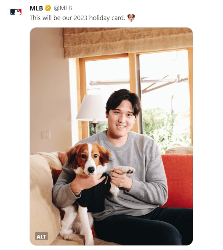 MVP発表会見での大谷さんと“犬谷さん”　※MLB公式Xより