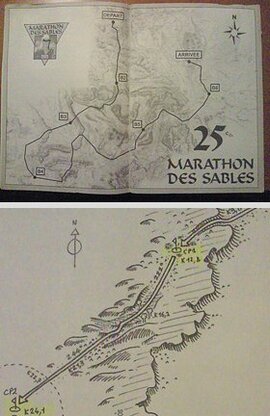 昨年のサハラマラソンの公式地図。これは地図ではなく概念図だろ！