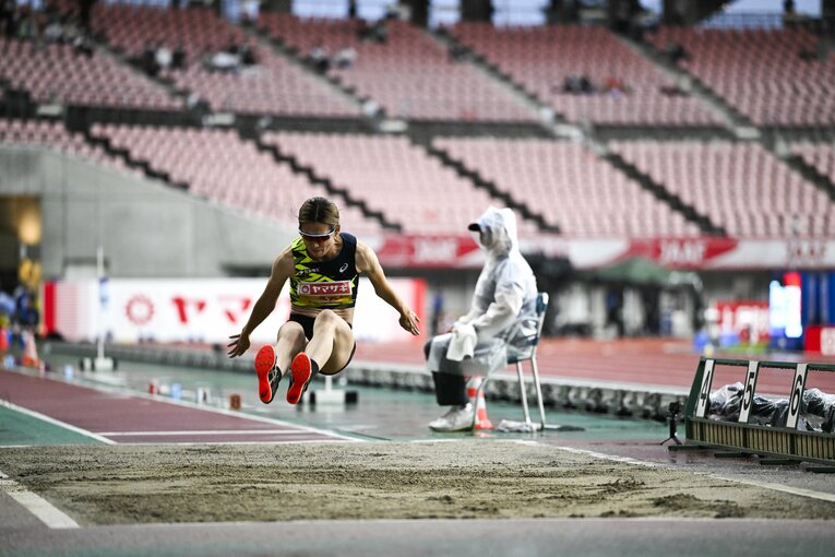 雨中でも安定した跳躍で危なげなく五輪を決めた。現在のワールドランキングは5位　©Asami Enomoto