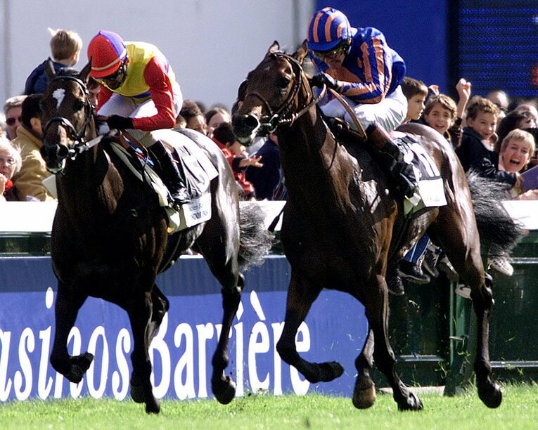 1999年、凱旋門賞で2着となったエルコンドルパサー（左）　©AFLO