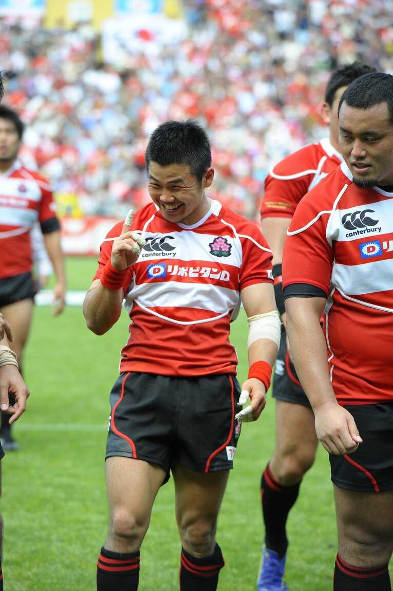 強豪・ウェールズを相手に歴史的な勝利を挙げた2013年の試合での田中　©︎BUNGEISHUNJU