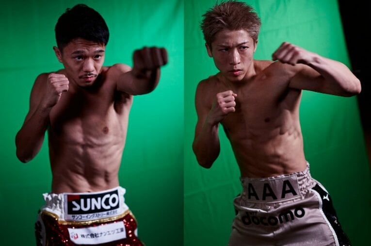 サウジアラビアでメディア対応、ビジュアル撮影をこなした井上尚弥（右）と中谷潤人 ／ photograph by Mark Robinson/Getty Images