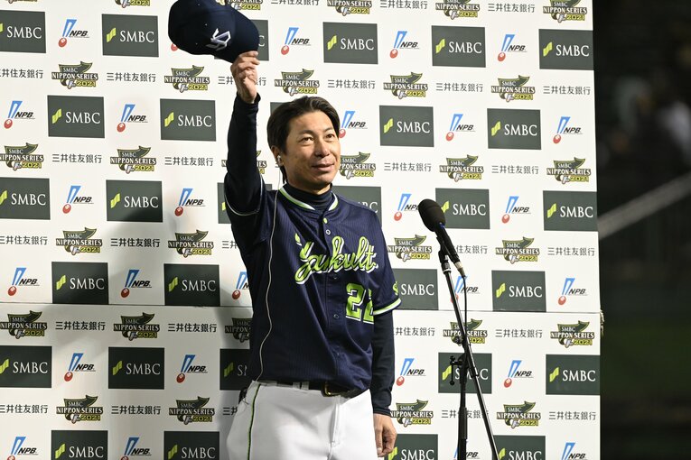 高津監督の優勝監督インタビュー　©Naoya Sanuki