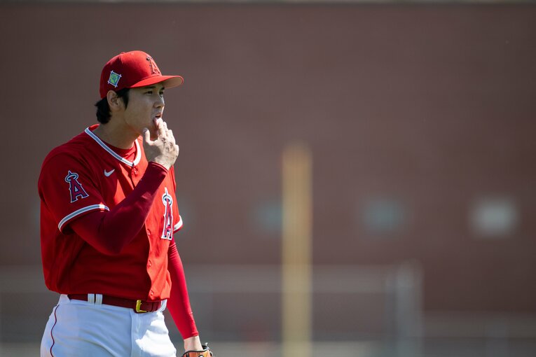 【未公開ショット多数！エンゼルス時代の秘蔵愛されショット】エンゼルス時代、スプリングキャンプでの大谷　©Nanae Suzuki