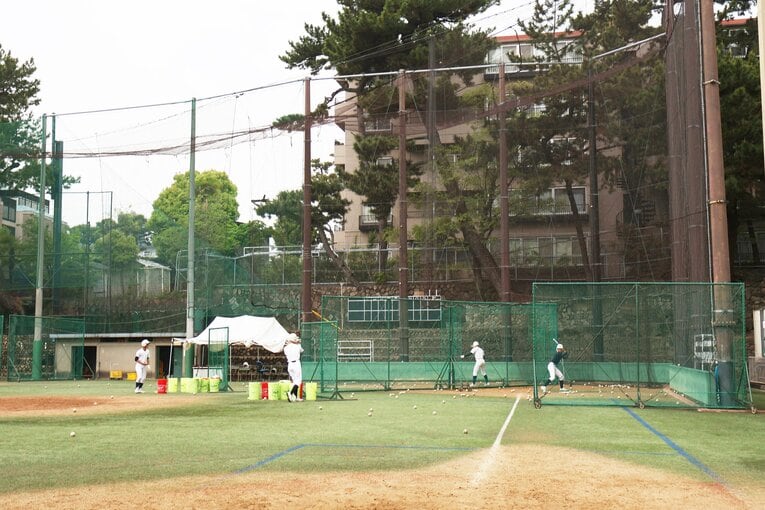 灘高校野球部の練習風景（2023年）©︎Fumi Sawai