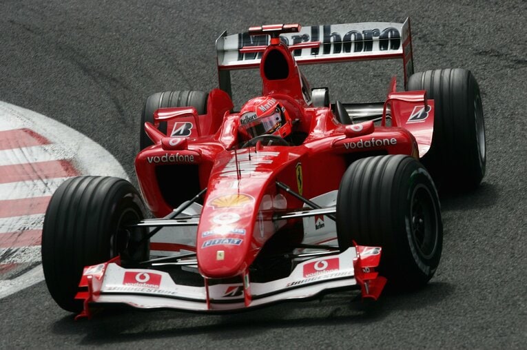 フェラーリ黄金時代最後のマシンで、ミハエル・シューマッハがタイトルを獲得したフェラーリF2004　photograph by Getty Images