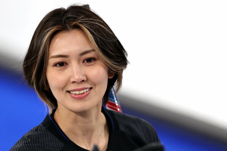 中国戦で笑顔を浮かべる吉村紗也香　©Getty Images