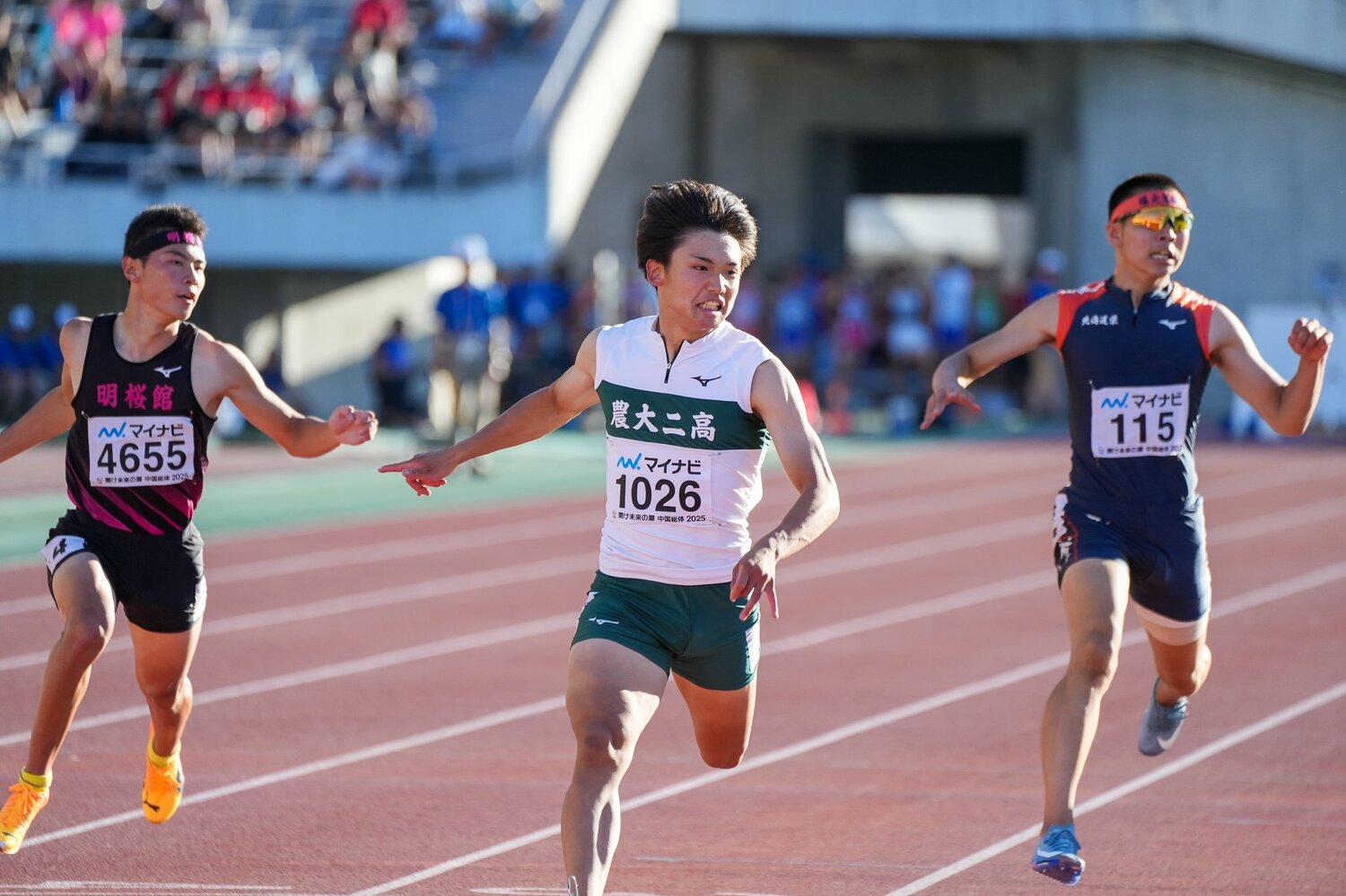 予選1組目で参考記録ながら10秒06というタイムをマークした菅野。こちらも2年生　©︎Satoshi Wada