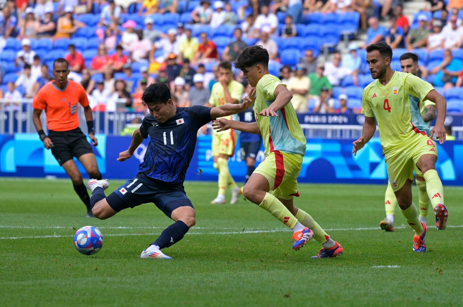 0-3で敗れた準々決勝スペイン戦。FW細谷真大の“幻の同点ゴール”　©Koki Nagahama/JMPA