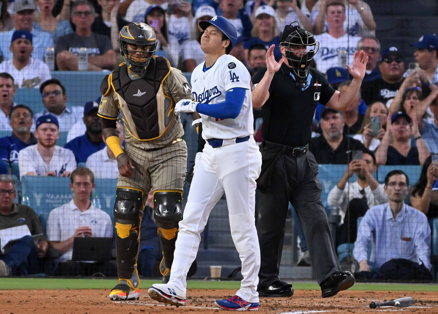 4連戦で2度の“報復死球”を受けた大谷　©JIJI PRESS