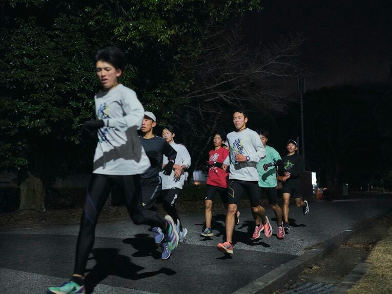 こちらも宝が池公園内のランニングコースの一部を使うため、曲がる角度などの関係でそれほどハイペースでは行えないという　©Yuki Suenaga