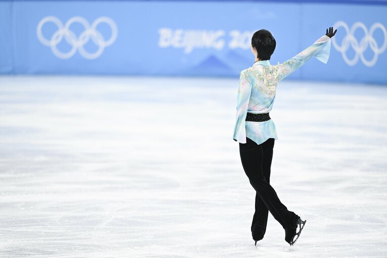 北京五輪フリーの羽生結弦の演技　©Asami Enomoto／JMPA