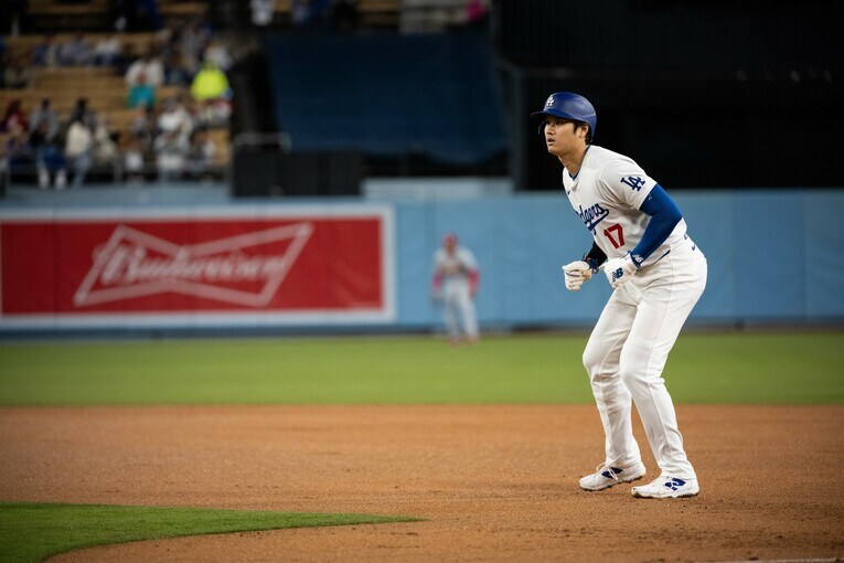 3番の強打者フレディー・フリーマンの打席でランナーなるケースも多い大谷　©Nanae Suzuki