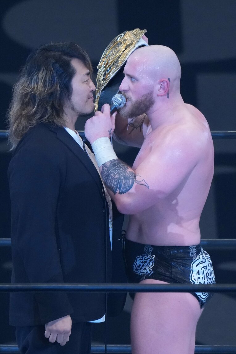 ゲイブ・キッドが初防衛戦の相手に指名したのは棚橋弘至社長だった　©Essei Hara