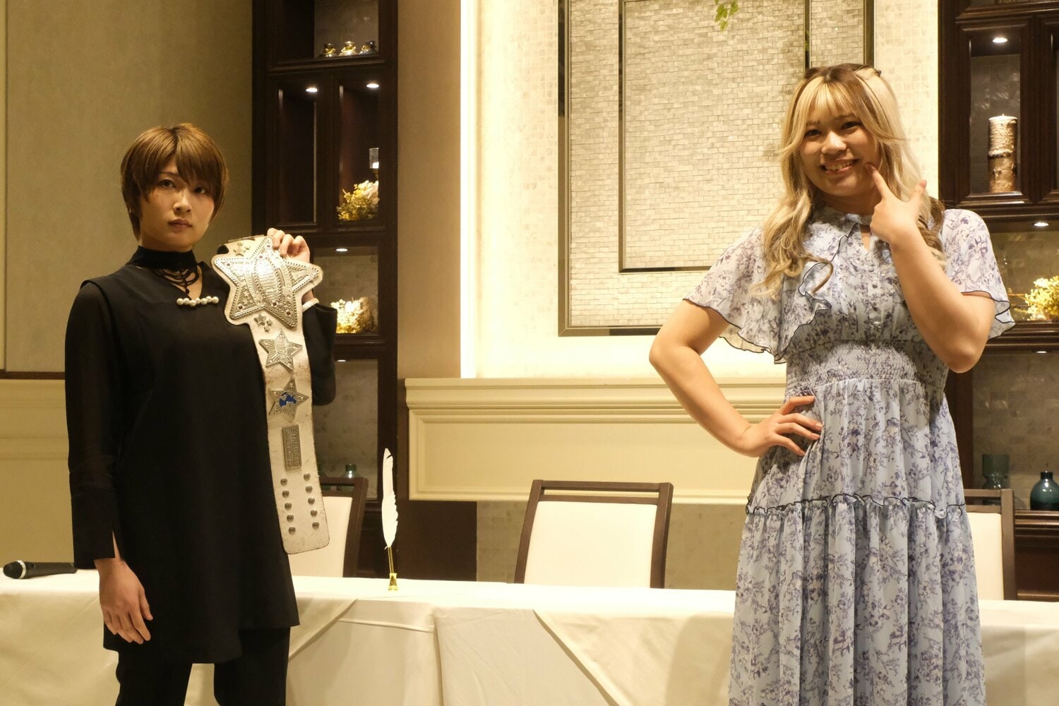 試合前の会見でも笑顔の羽南　©Norihiro Hashimoto