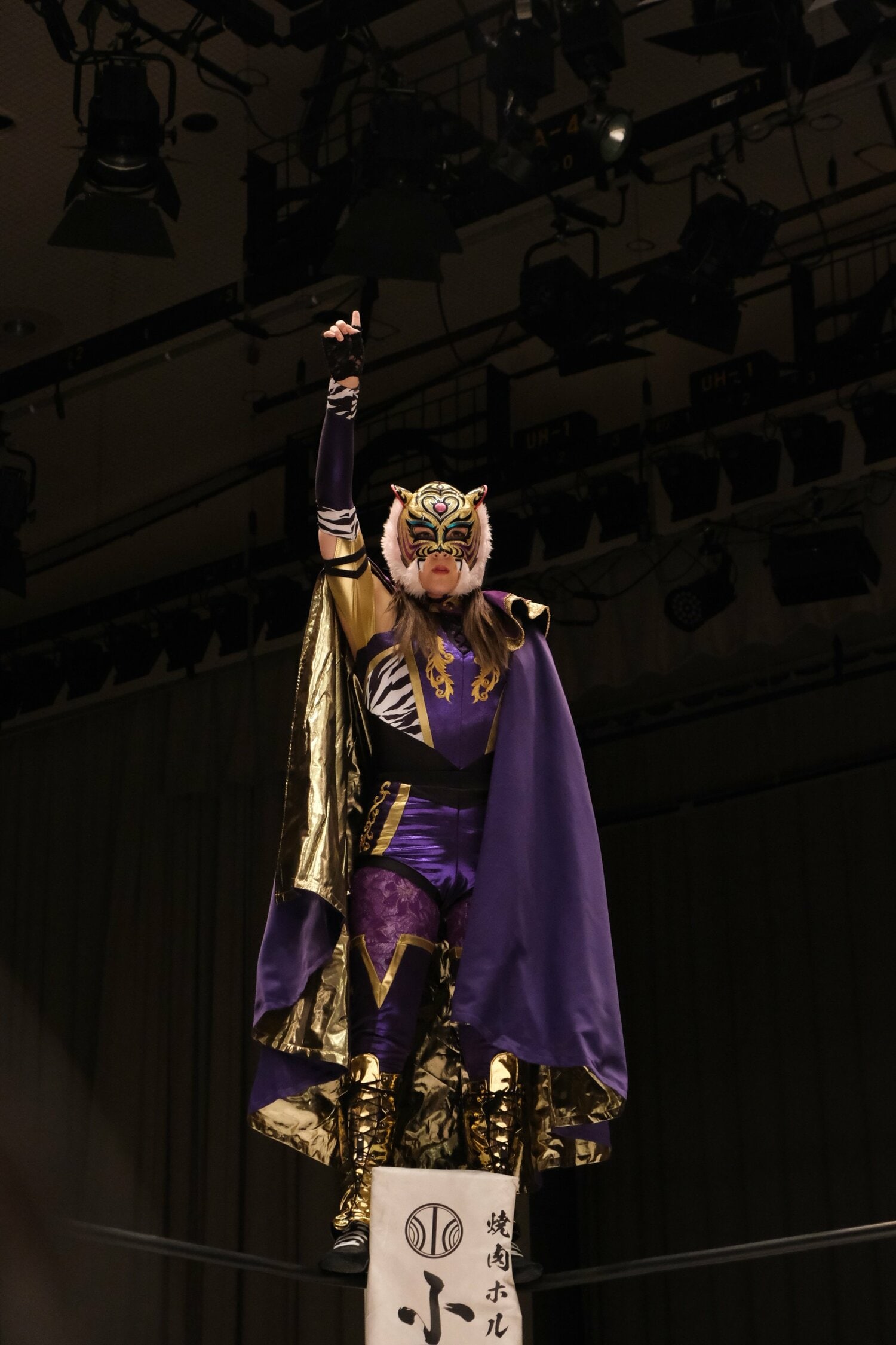 コーナーに飛び乗ってポーズを決めるタイガー・クイーン。入場も初代そのままだ