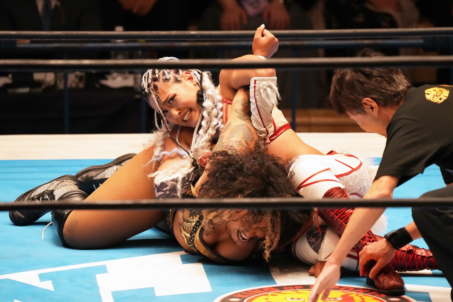 ナイチンゲールの両腕を極めるジュリア ©Essei Hara