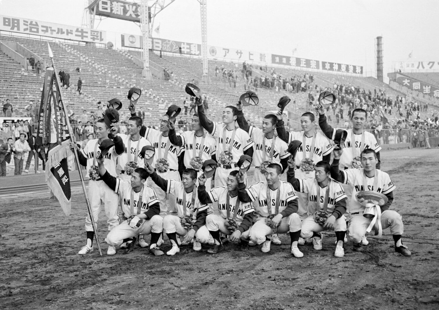 1970年、センバツを制した箕島ナイン ©JIJI PRESS