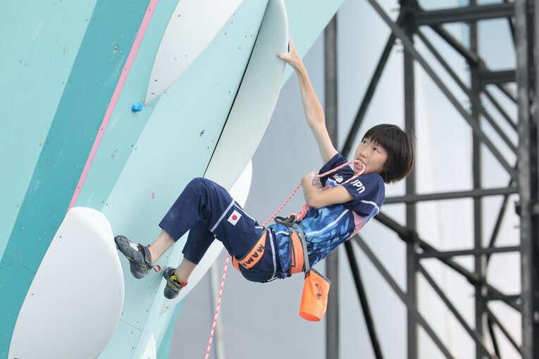 スポーツクライミング女子複合準決勝の森秋彩　©Tetsuya Higashikawa/JMPA