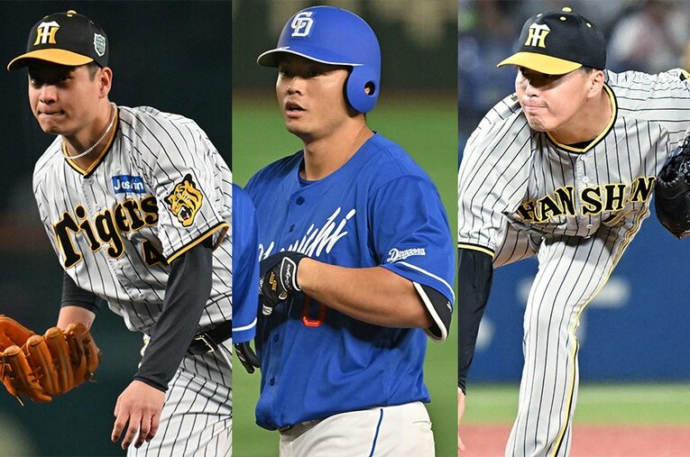 現役ドラフト1年目の“成功例”となった大竹耕太郎と細川成也。巨人へと移籍する馬場皐輔らはどんな結果を残すか ／ photograph by Hideki Sugiyama(L,C)/JIJI PRESS