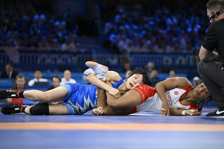 昨年の世界選手権で苦しめられたジェペスグスマンを圧倒する藤波朱理　©Asami Enomoto/JMPA